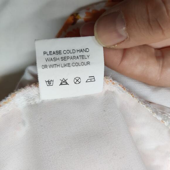 O. Vianca Orange Ditsy Floral Puff Sleeve Romantic Romper Playsuit Small - Picture 9 of 15